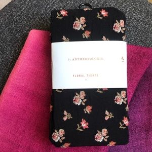 Anthropologie • tights (size S) black, floral — NWT